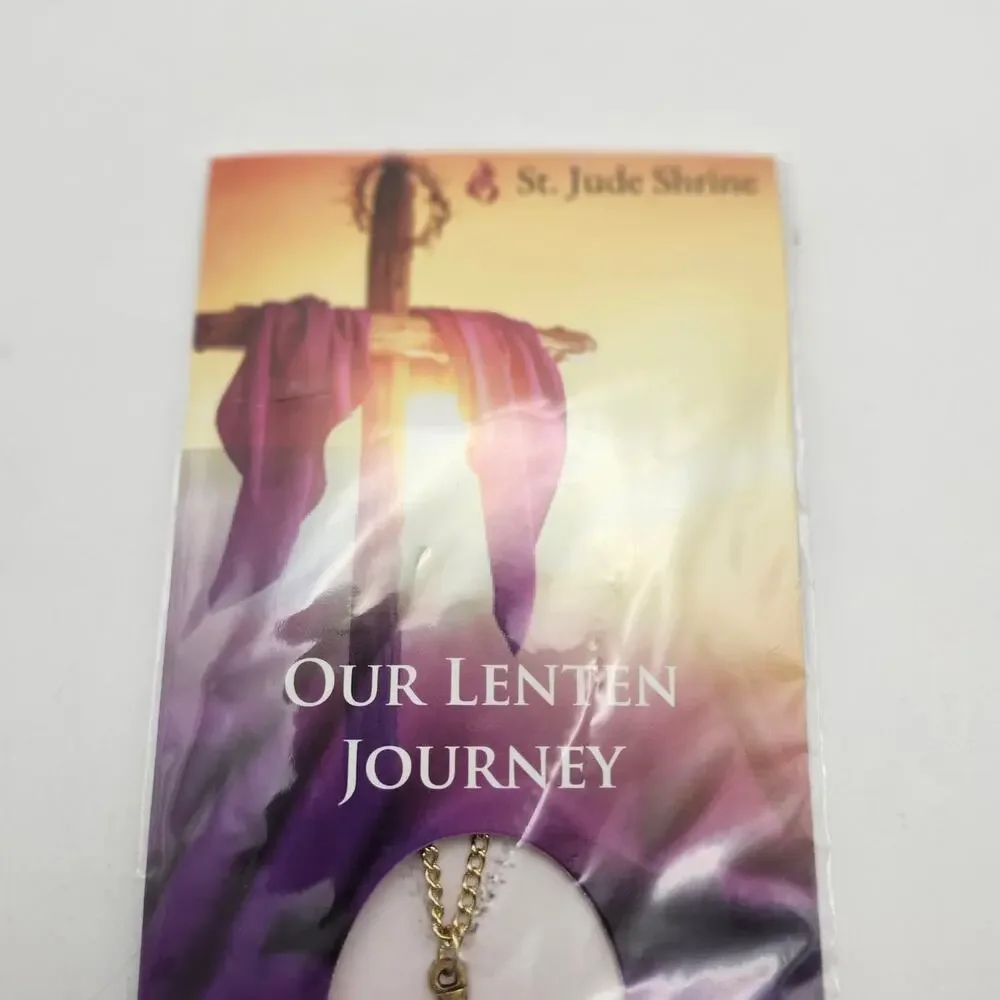 St Jude Shrine Our Lenten Journey Jesus Christ Cross Necklace Prayer Card Sealed